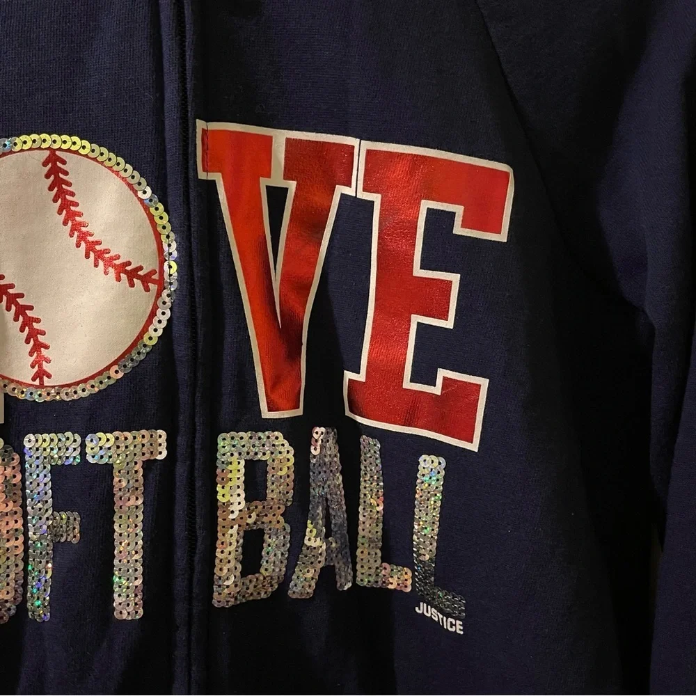 JUSTICE bling softball hoodie-size 16 like new